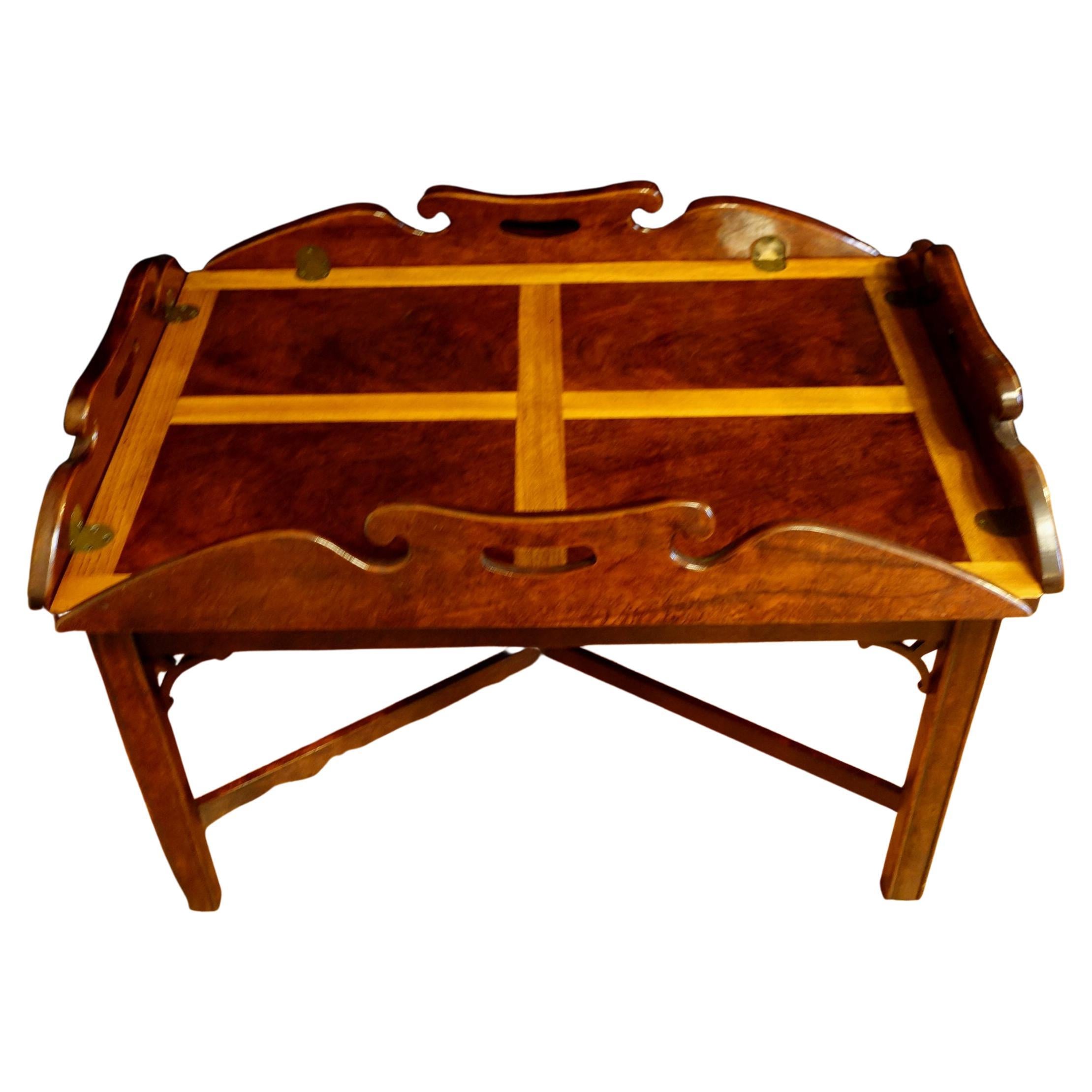 Antique Butler Tray Top Coffee Table For Sale