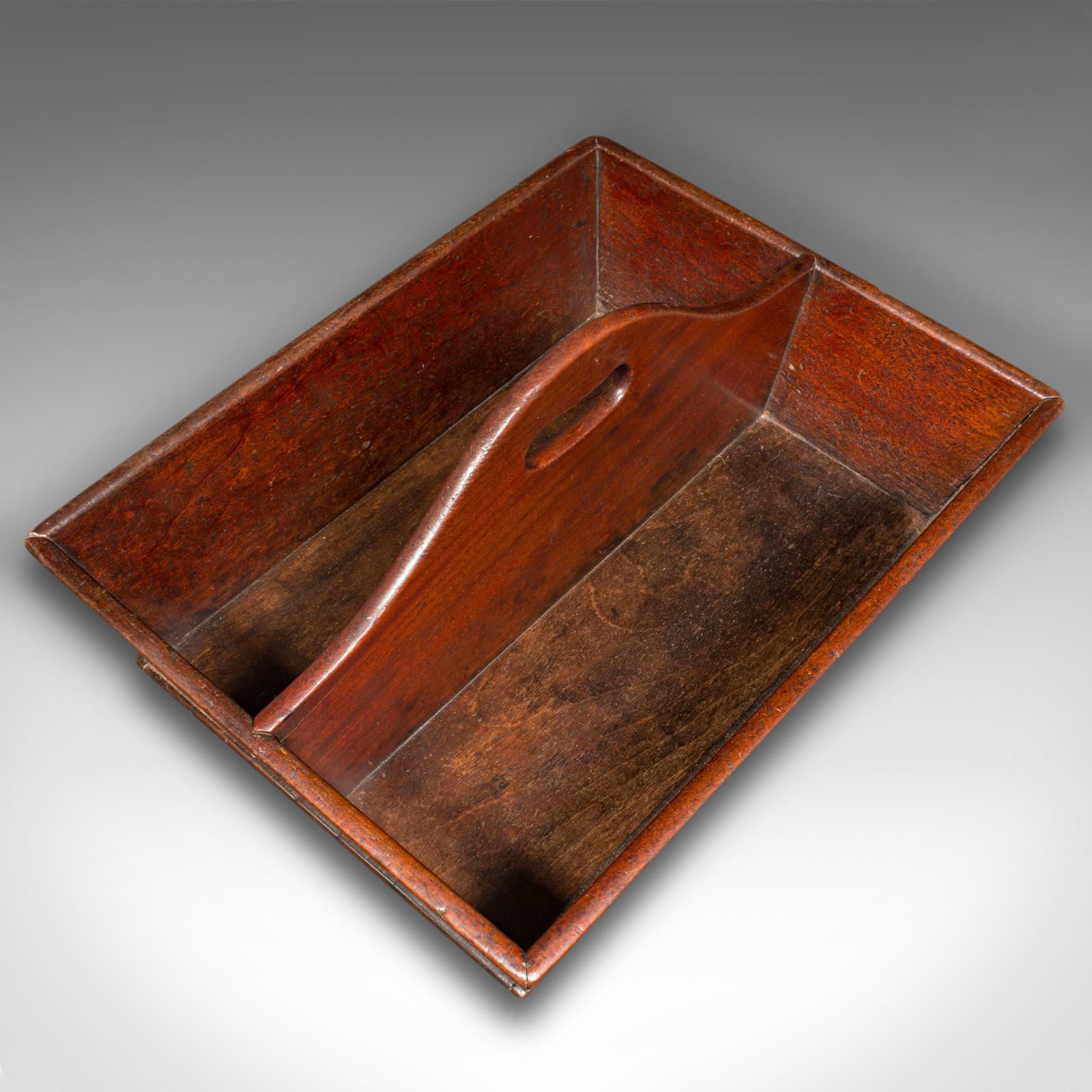 Wood Antique Butler's Duties Trug, English, Two Division Cutlery Tray, Georgian, 1800 For Sale