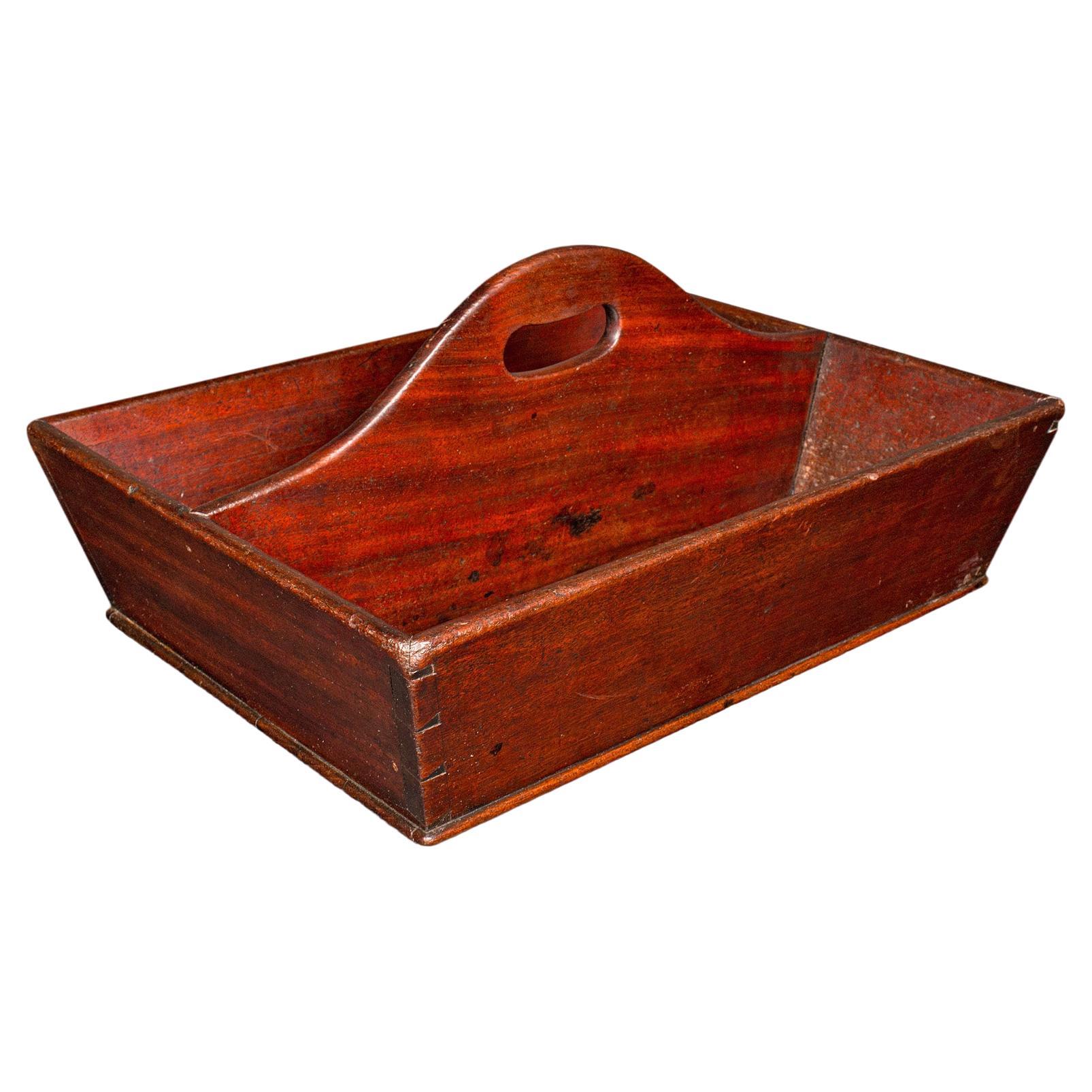 Antique Butler's Duties Trug, English, Two Division Cutlery Tray, Georgian, 1800 For Sale