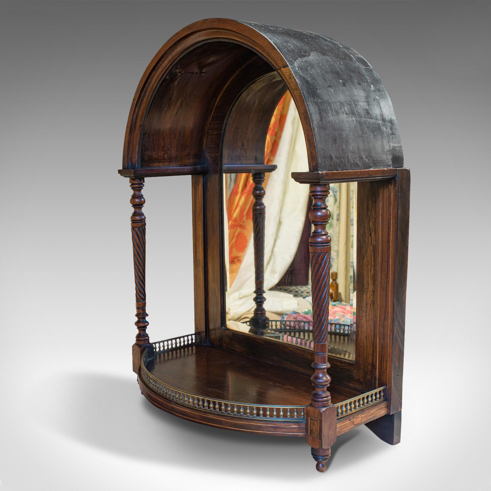 British Antique Butler's Mirror, English, Rosewood, Dome Top, Wall, Victorian circa 1880