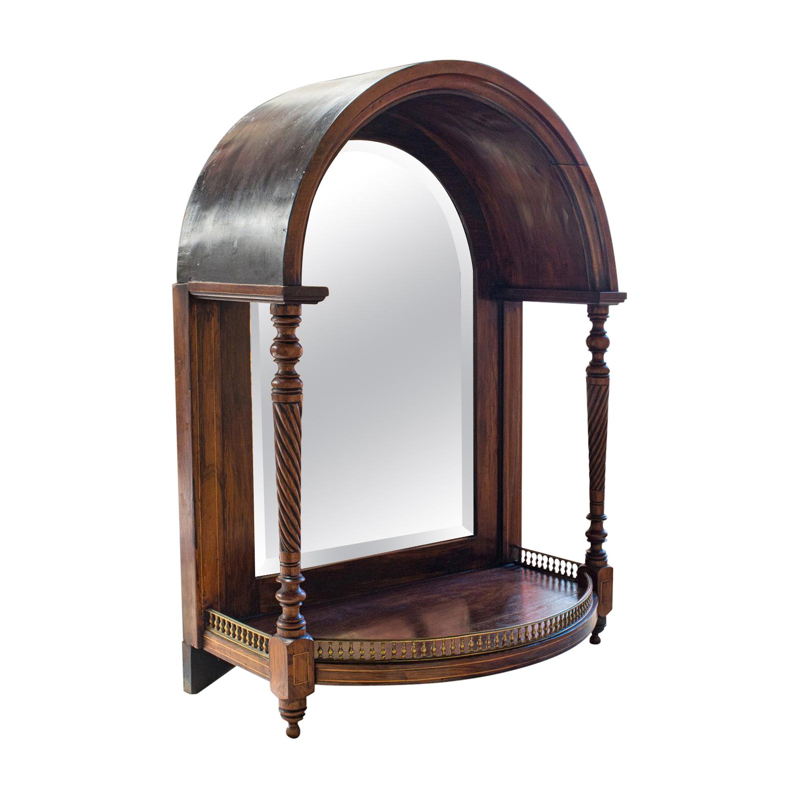 Antique Butler's Mirror, English, Rosewood, Dome Top, Wall, Victorian circa 1880