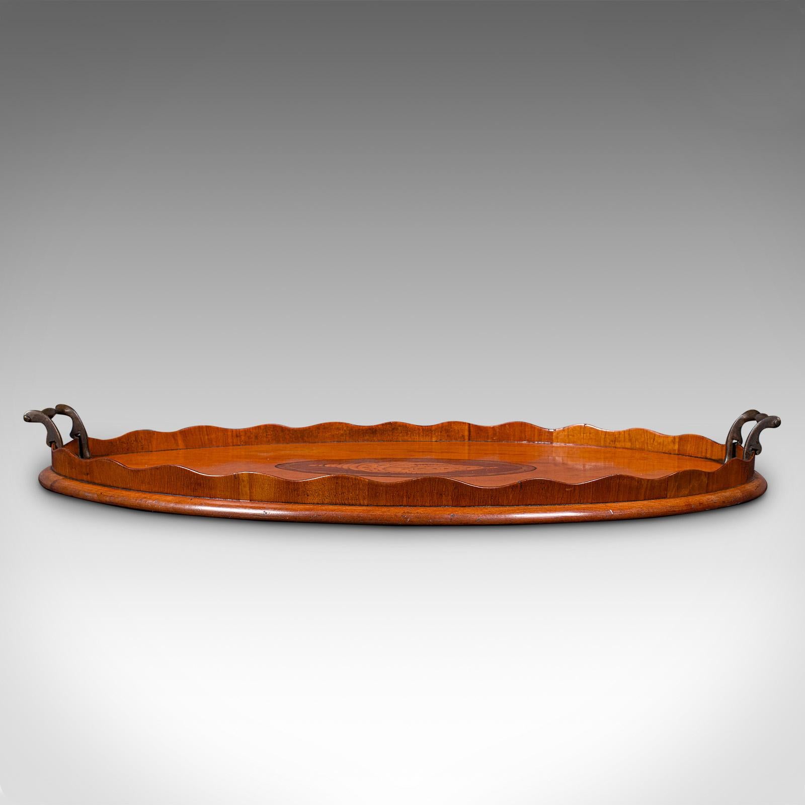 Antique Butler's Serving Tray, English Satinwood, Afternoon Tea Platter, Regency In Good Condition In Hele, Devon, GB