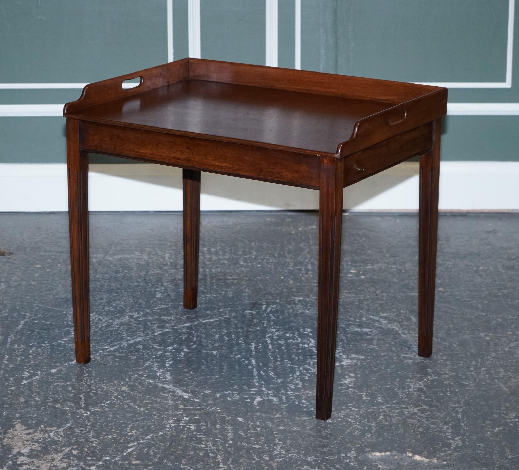 British Antique Butlers Serving Tray on Stand Hardwood Victorian, 19th Century For Sale