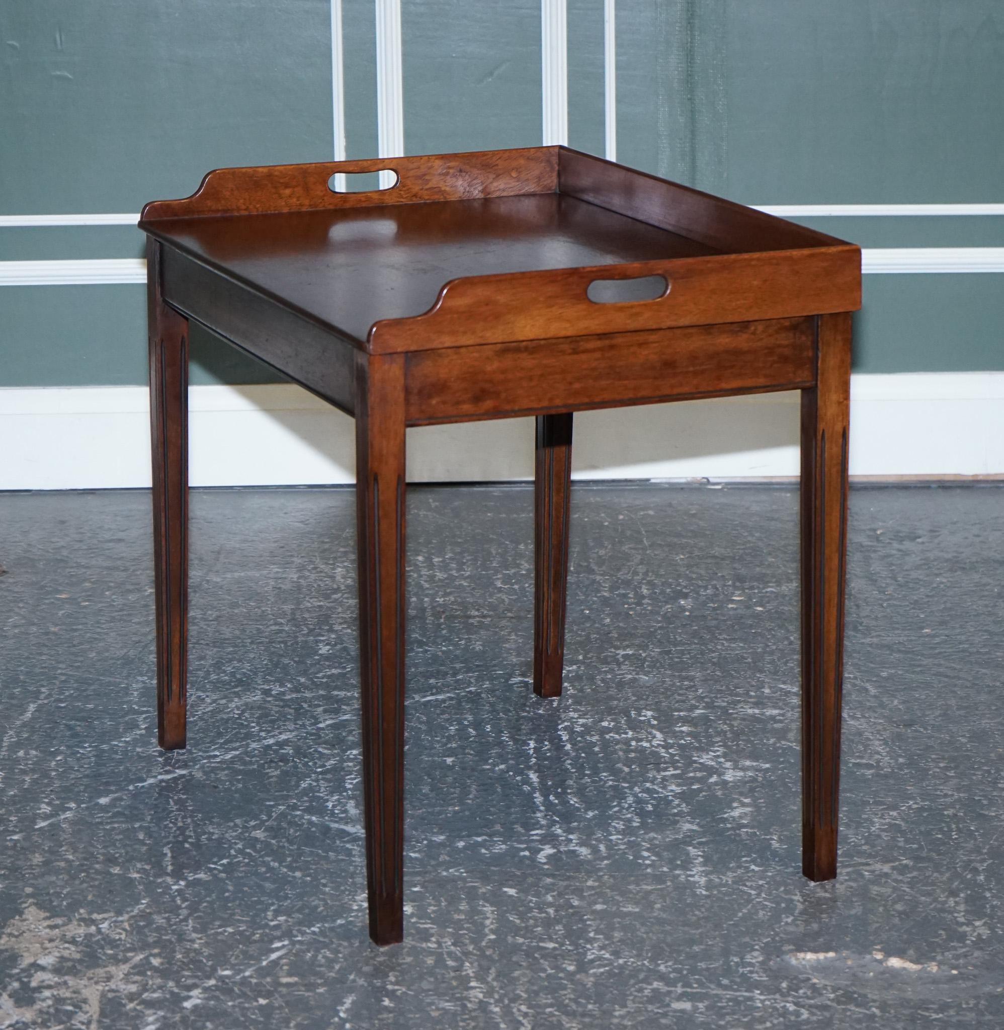 Hand-Crafted Antique Butlers Serving Tray on Stand Hardwood Victorian, 19th Century For Sale