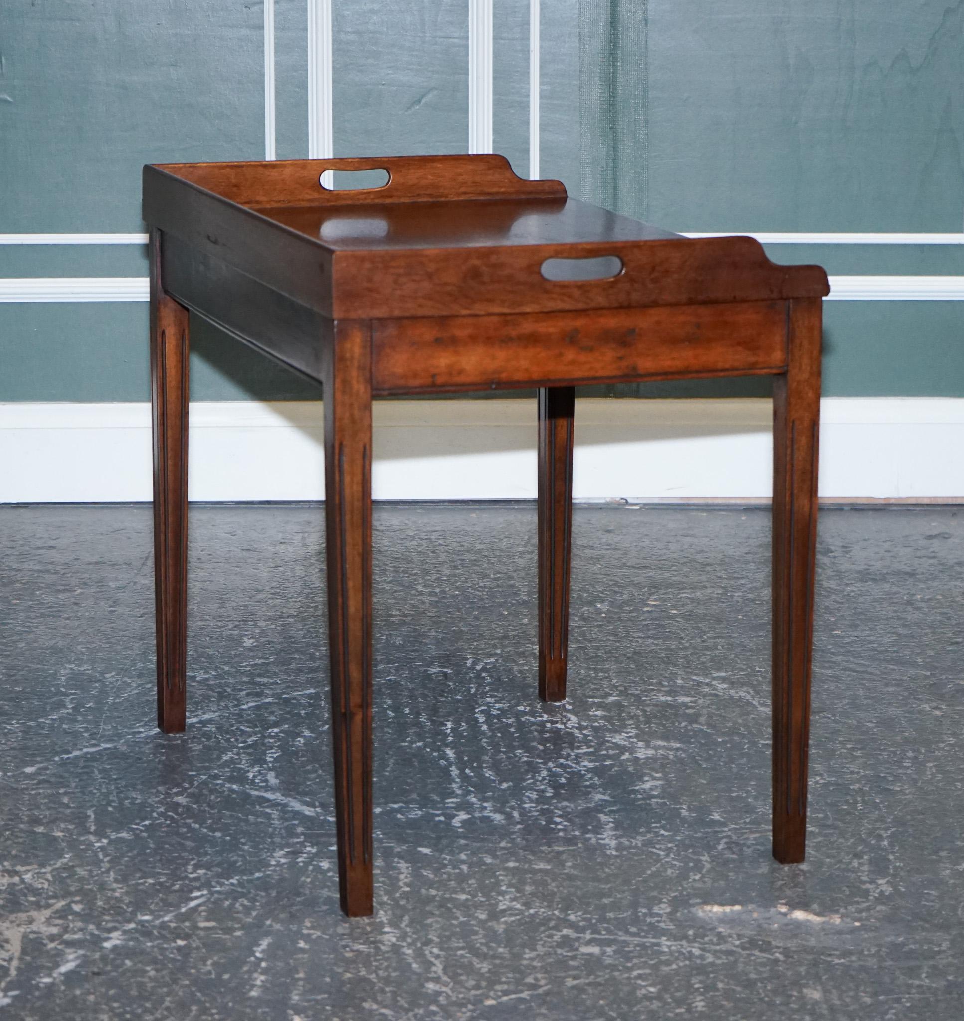 20th Century Antique Butlers Serving Tray on Stand Hardwood Victorian, 19th Century For Sale