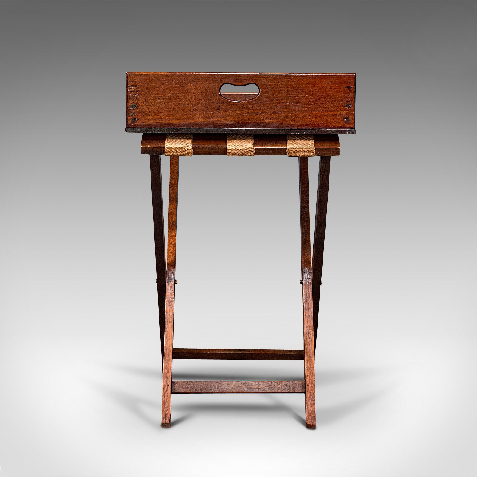 British Antique Butler's Stand, English, Mahogany, Serving Tray, Rest, Victorian, C.1900