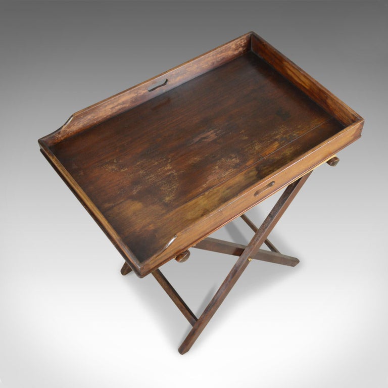 Antique Butler's Tray Table, English, Mahogany, Folding Stand, circa