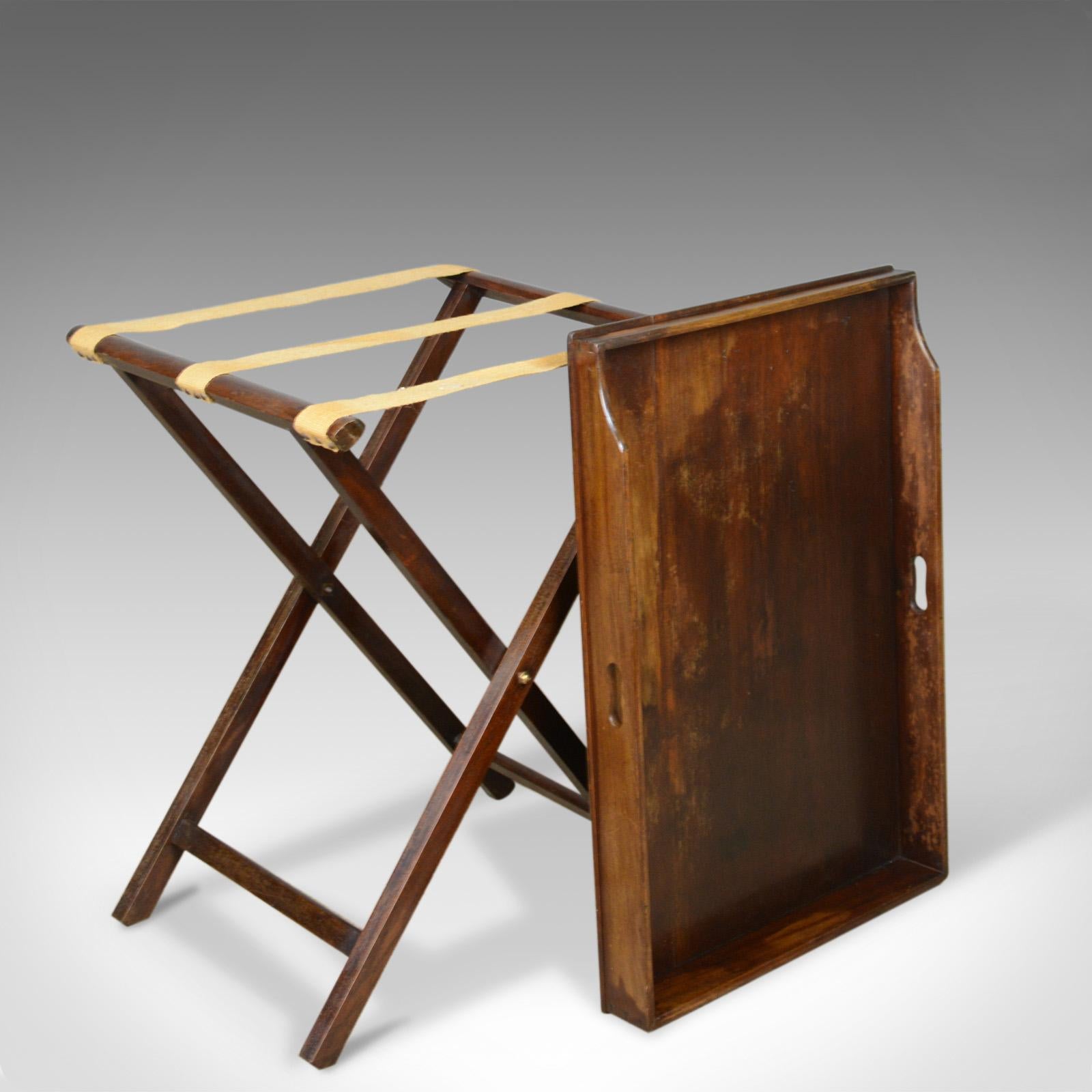 Late Victorian Antique Butler's Tray Table, English, Mahogany, Folding Stand, circa 1900