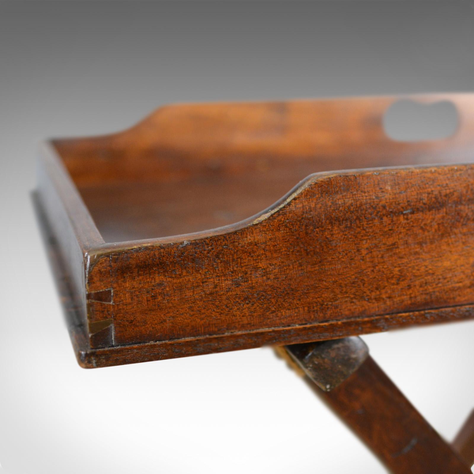 Late Victorian Antique Butler's Tray Table, Victorian, Mahogany, Folding Stand, circa 1900