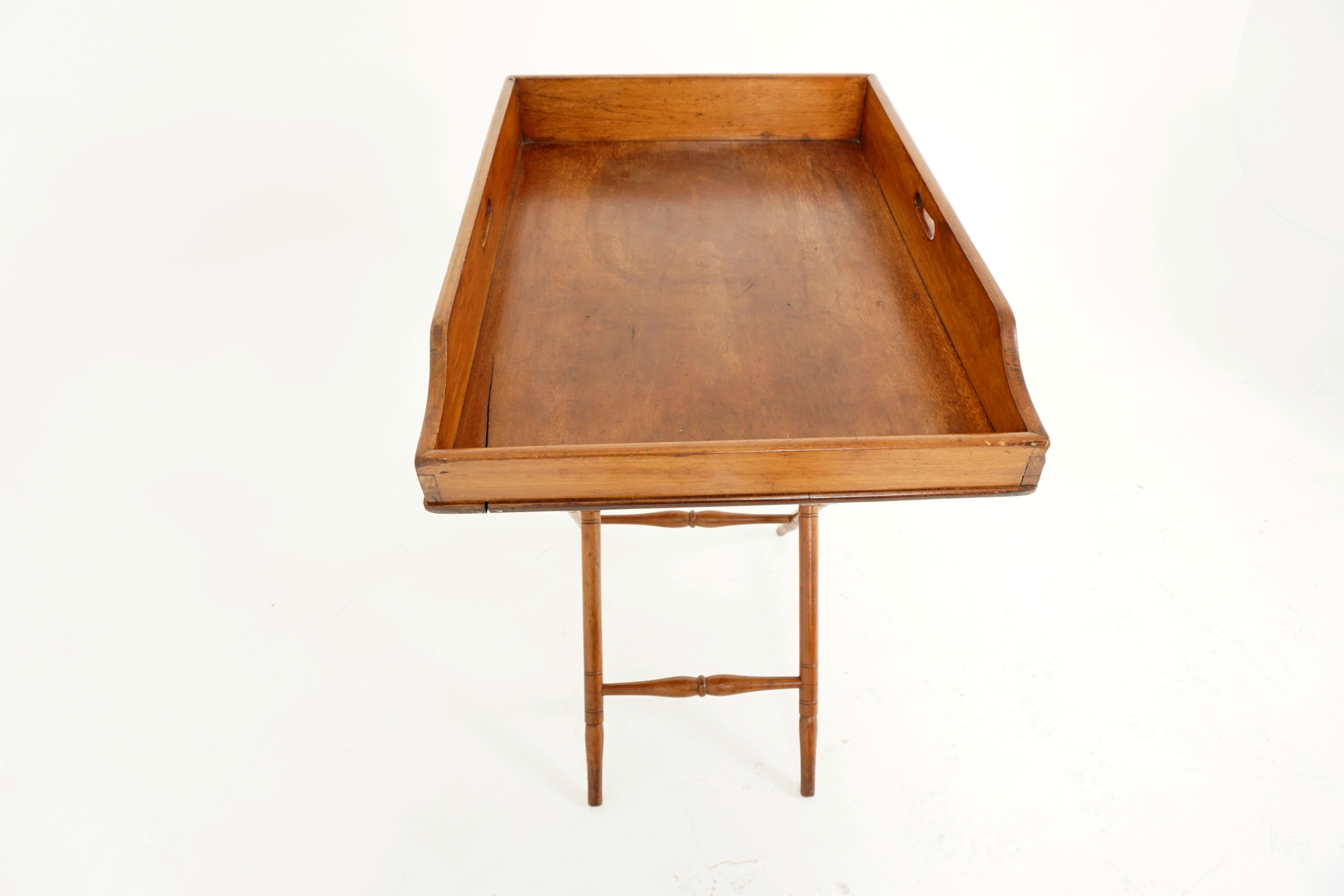 Hand-Crafted Antique Butler's Tray, Victorian Walnut Drinks Stand, Scotland 1870, B2034
