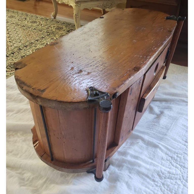 Antique Butter Churn Table with Front Center Door For Sale at