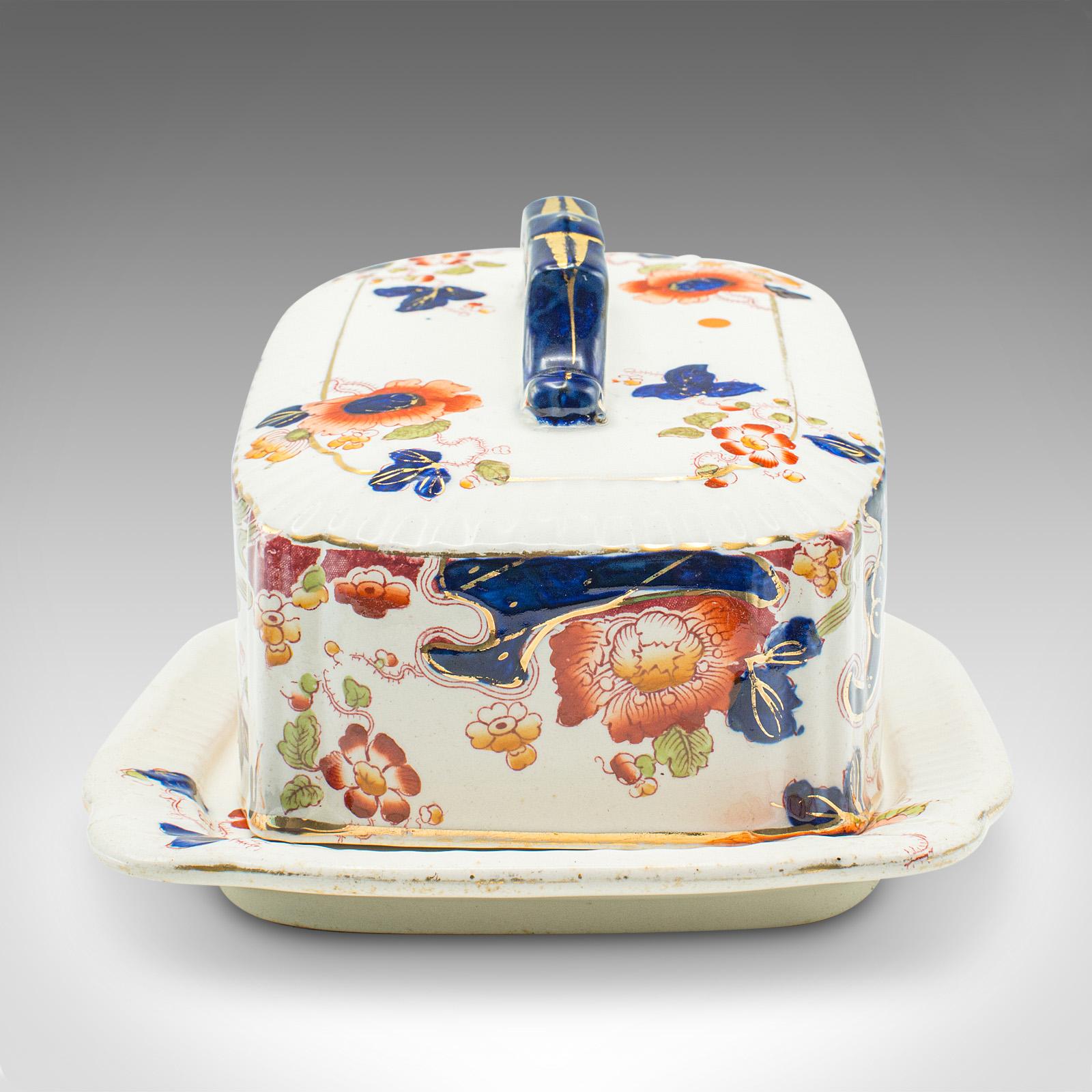 Antique Butter Dish, English, Ceramic Cheese Keeper, Country Kitchen, Circa 1920 In Good Condition For Sale In Hele, Devon, GB