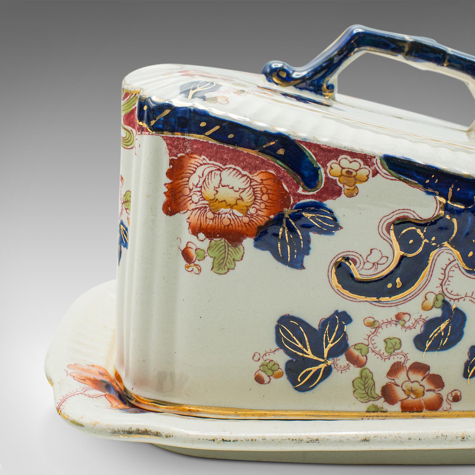 Antique Butter Dish, English, Ceramic Cheese Keeper, Country Kitchen, Circa 1920 For Sale 2