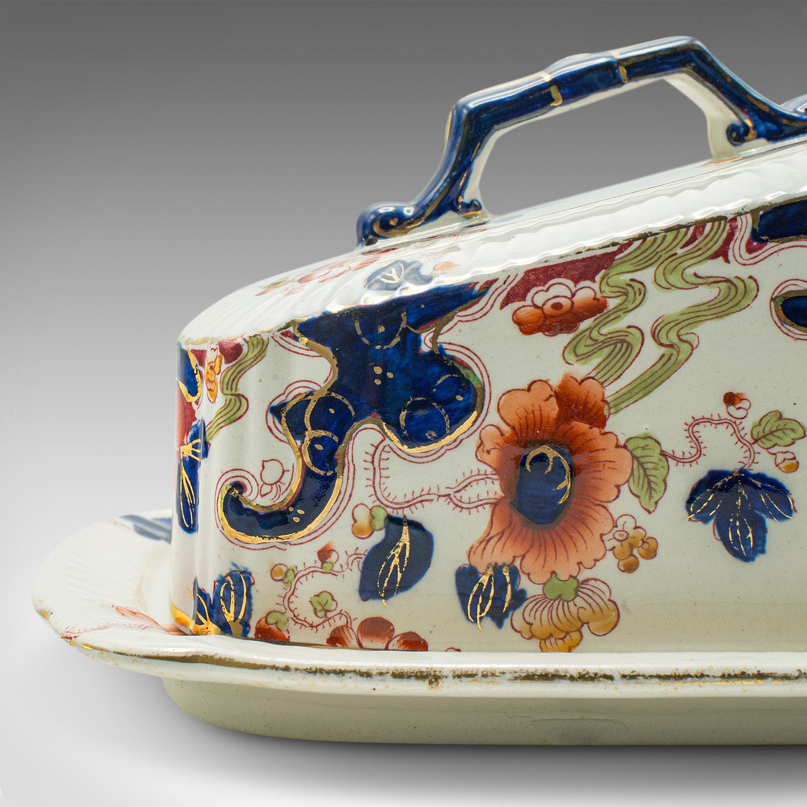 Antique Butter Dish, English, Ceramic Cheese Keeper, Country Kitchen, Circa 1920 For Sale 3
