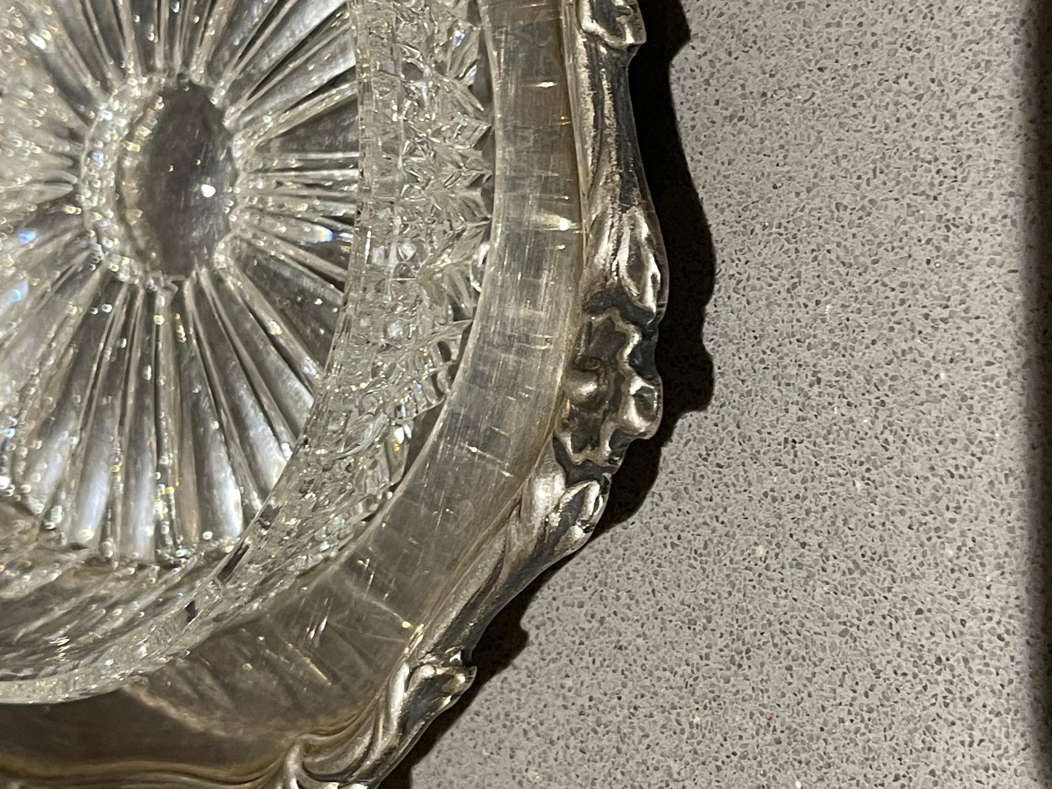 Antiguo Plato y Cuchillo de Mantequilla, Plato de Mantequilla de Cristal de Plata Vajilla Decorativa de Mesa en Excelente estado para la venta en Wembley, GB