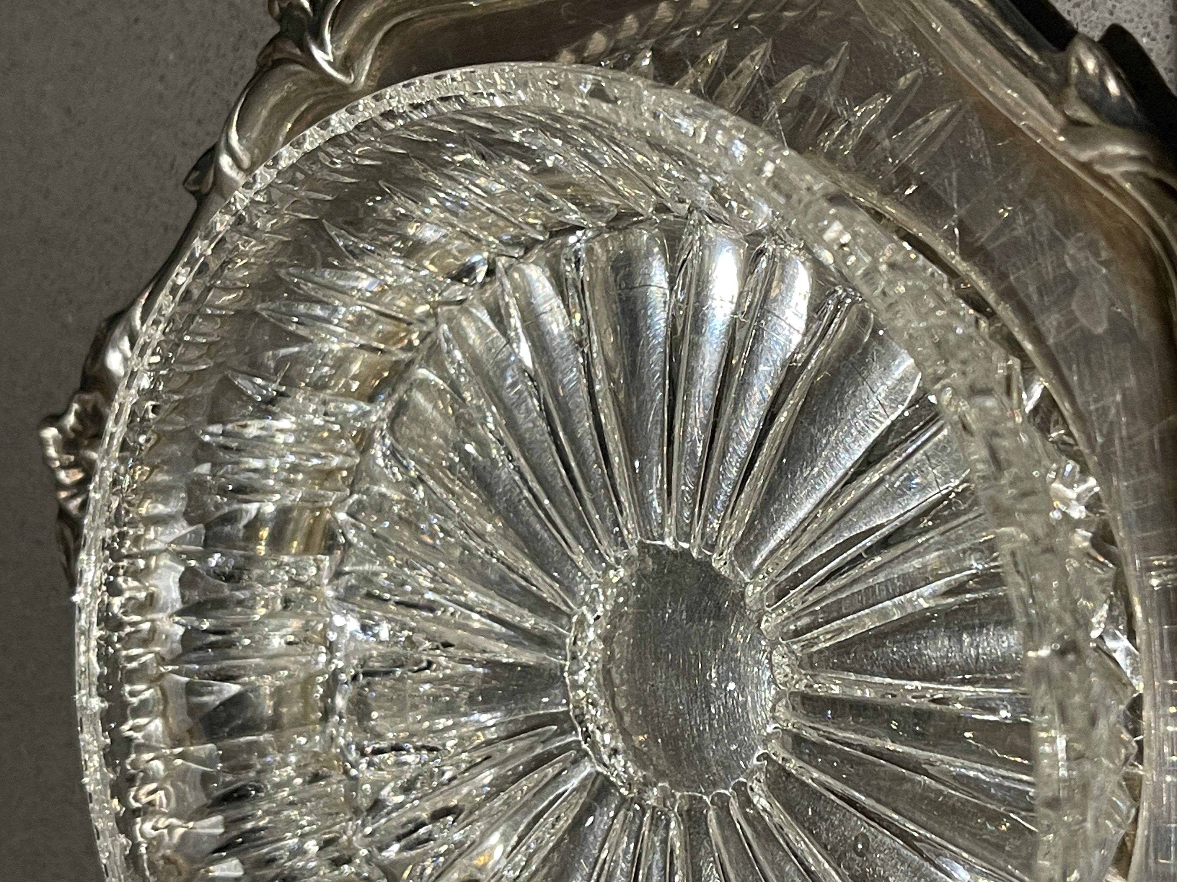 Antiguo Plato y Cuchillo de Mantequilla, Plato de Mantequilla de Cristal de Plata Vajilla Decorativa de Mesa Silver en venta