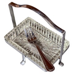 Antique Butter Dish & Knife, Silver Crystal Butter Dish Decorative Table Ware