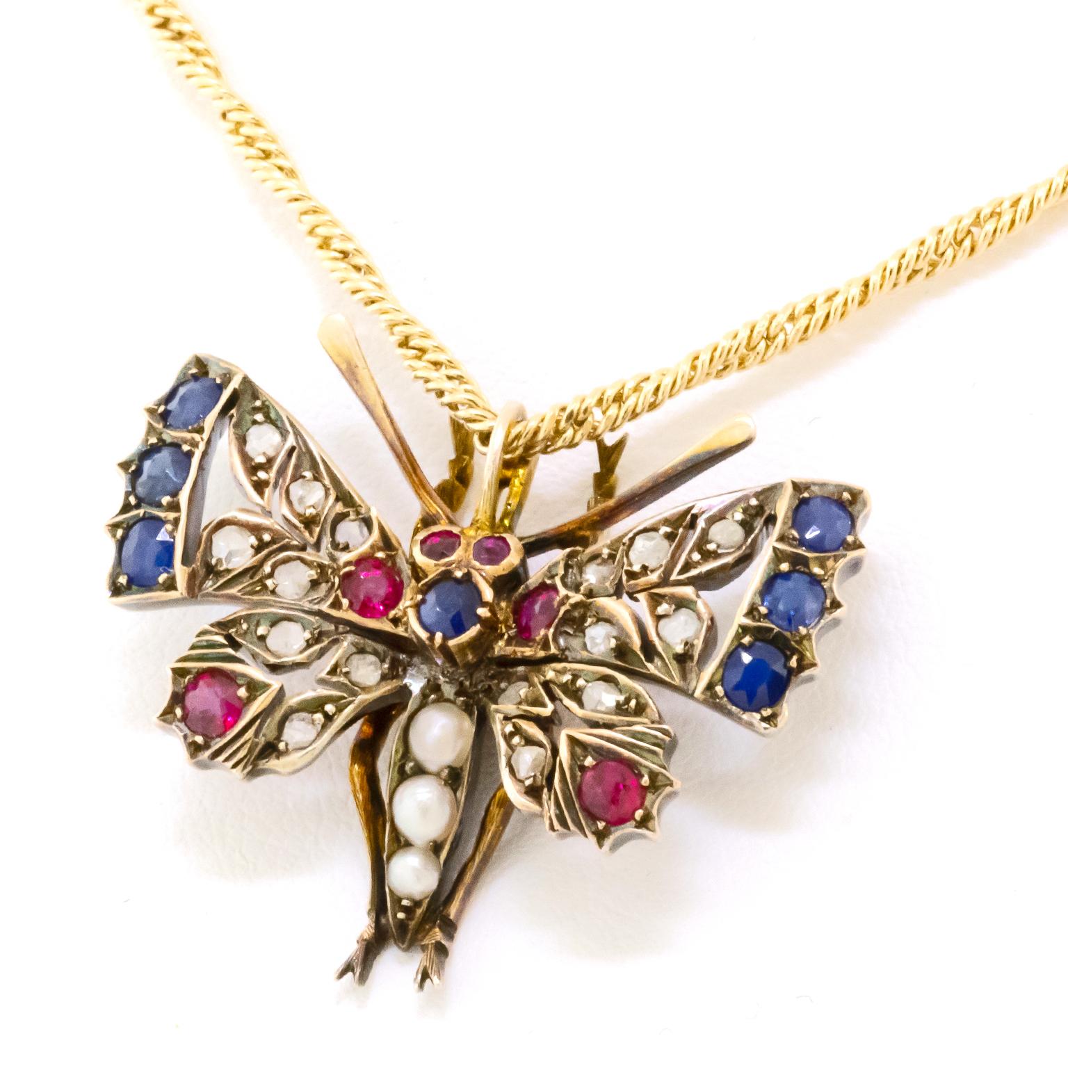 Victorian Antique Butterfly Brooch For Sale