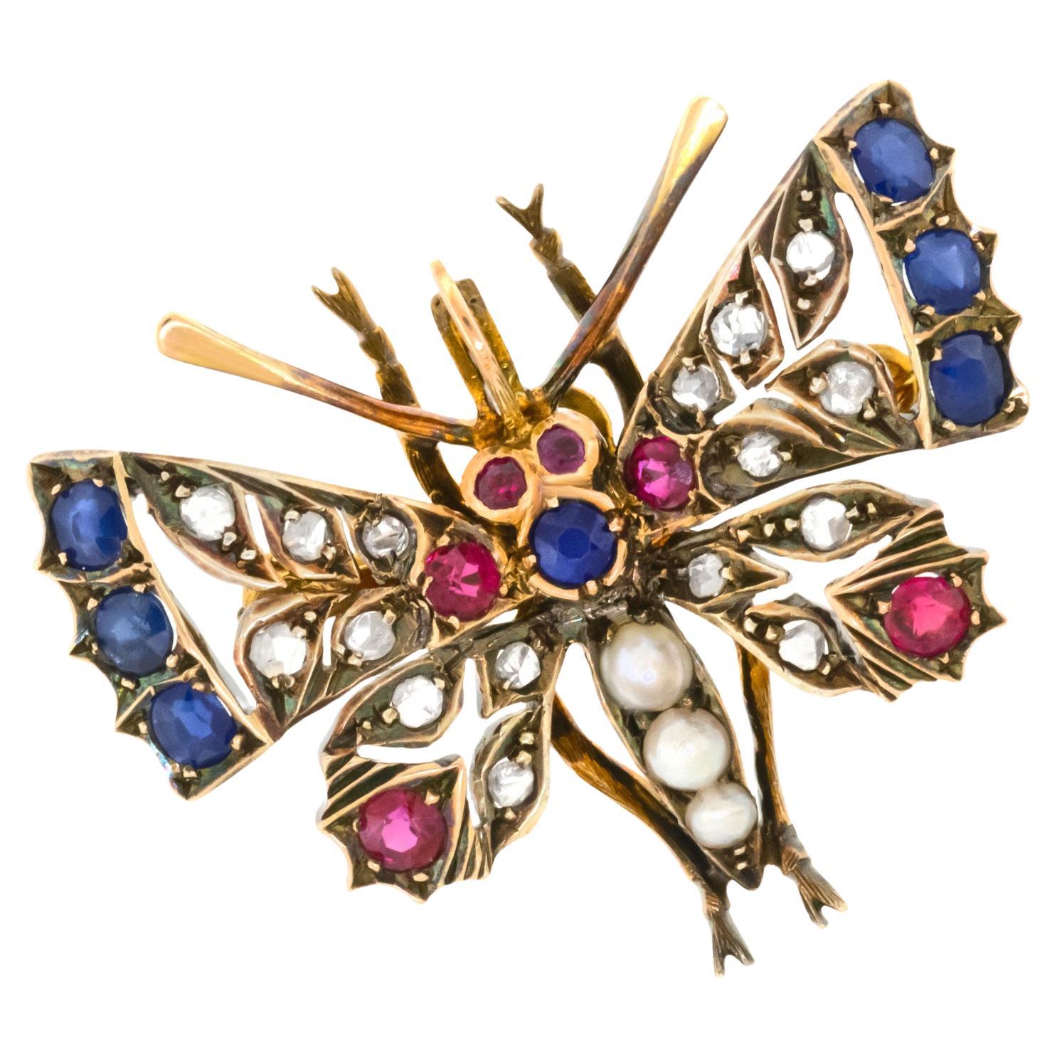 Antique Butterfly Brooch For Sale