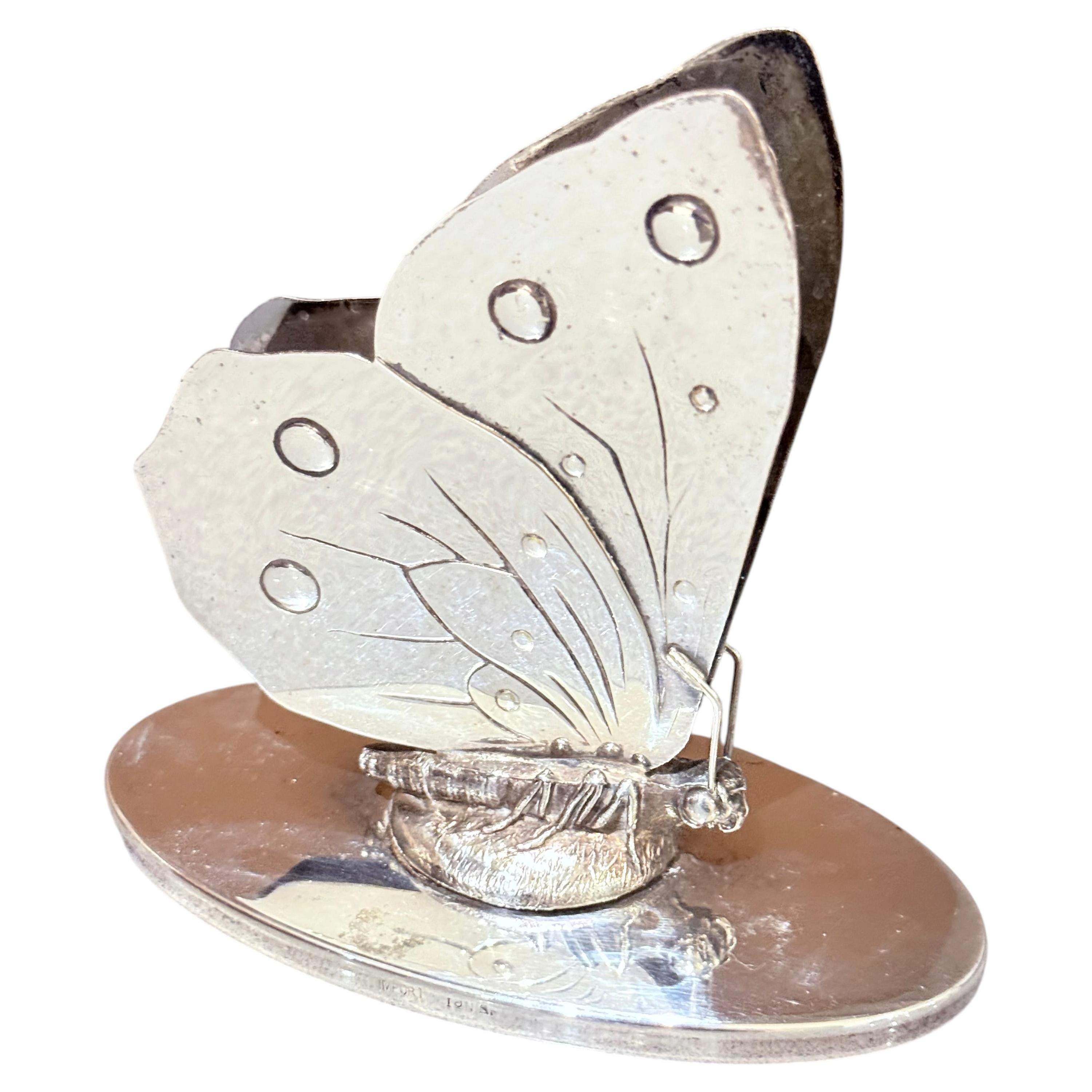 Antique Napkin Holder Decorative Butterfly Silver Plated Table Ware