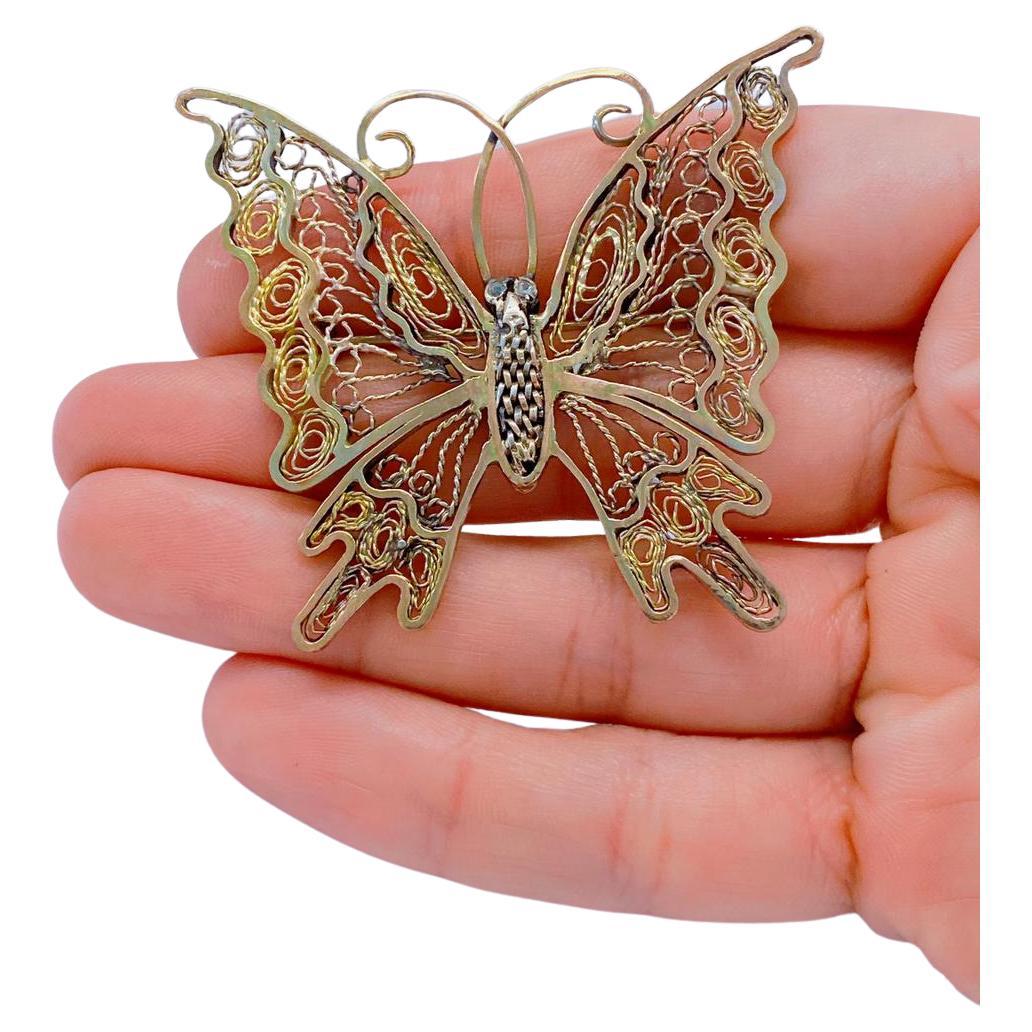 Antike russische Schmetterlingsbrosche aus Gold (Art nouveau) im Angebot