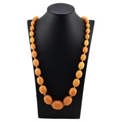 Antique Butterscotch Baltic Amber Necklace 78.25g 31" Graduated Beads Natural