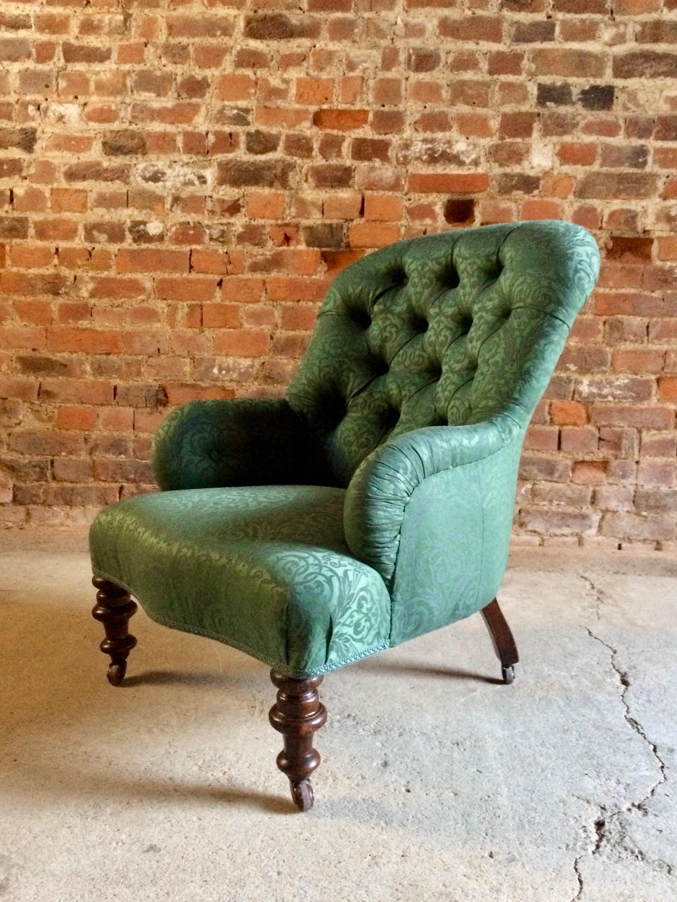 Antique Button Back Sofa Settee and Armchair Rosewood Victorian, circa 1870 7