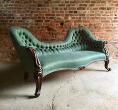Antique Button Back Sofa Settee and Armchair Rosewood Victorian, circa 1870