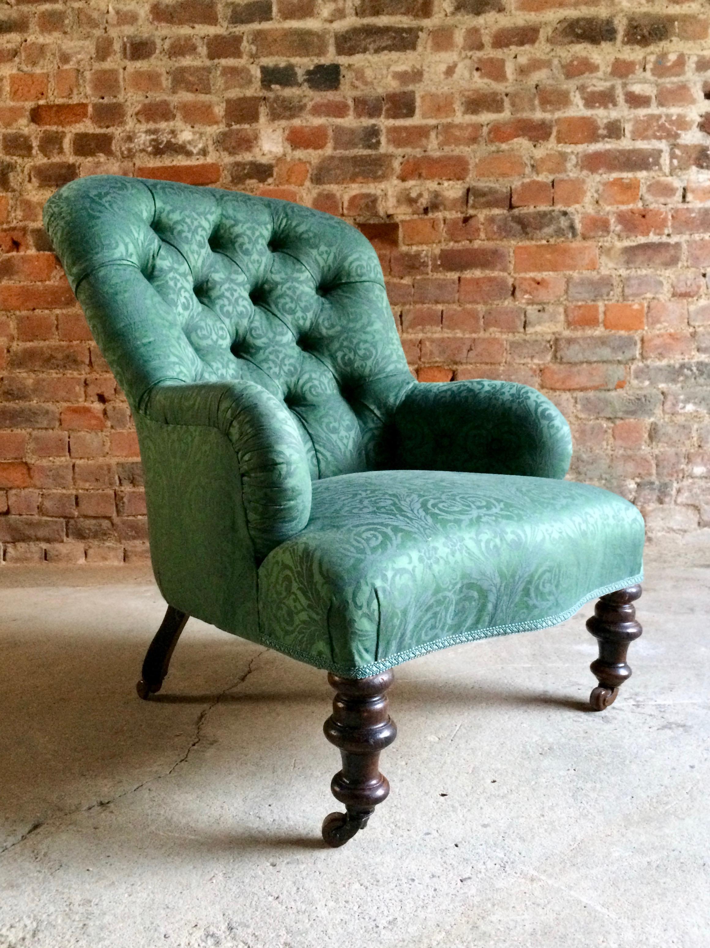 Antique Button Back Sofa Settee and Armchair Rosewood Victorian, circa 1870 4