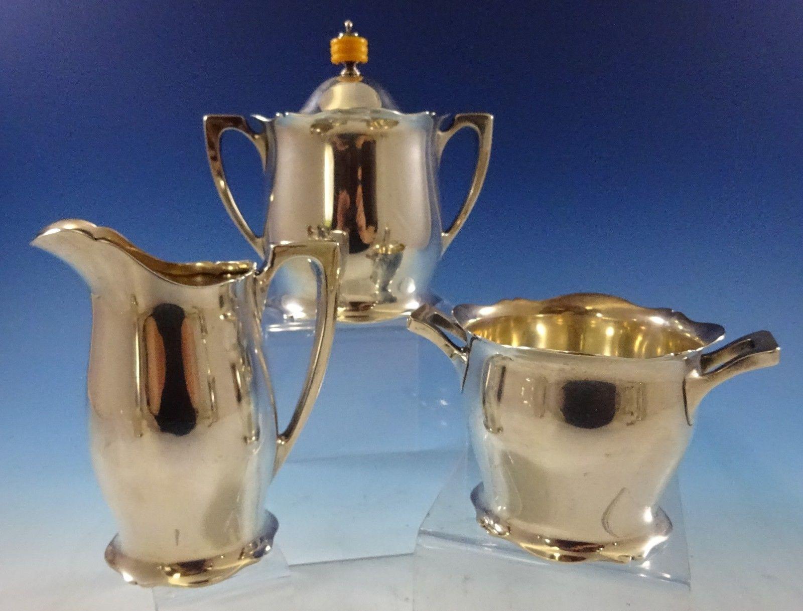 Antique by Wallace Sterling Silver Tea Set 5-Piece In Excellent Condition In Big Bend, WI