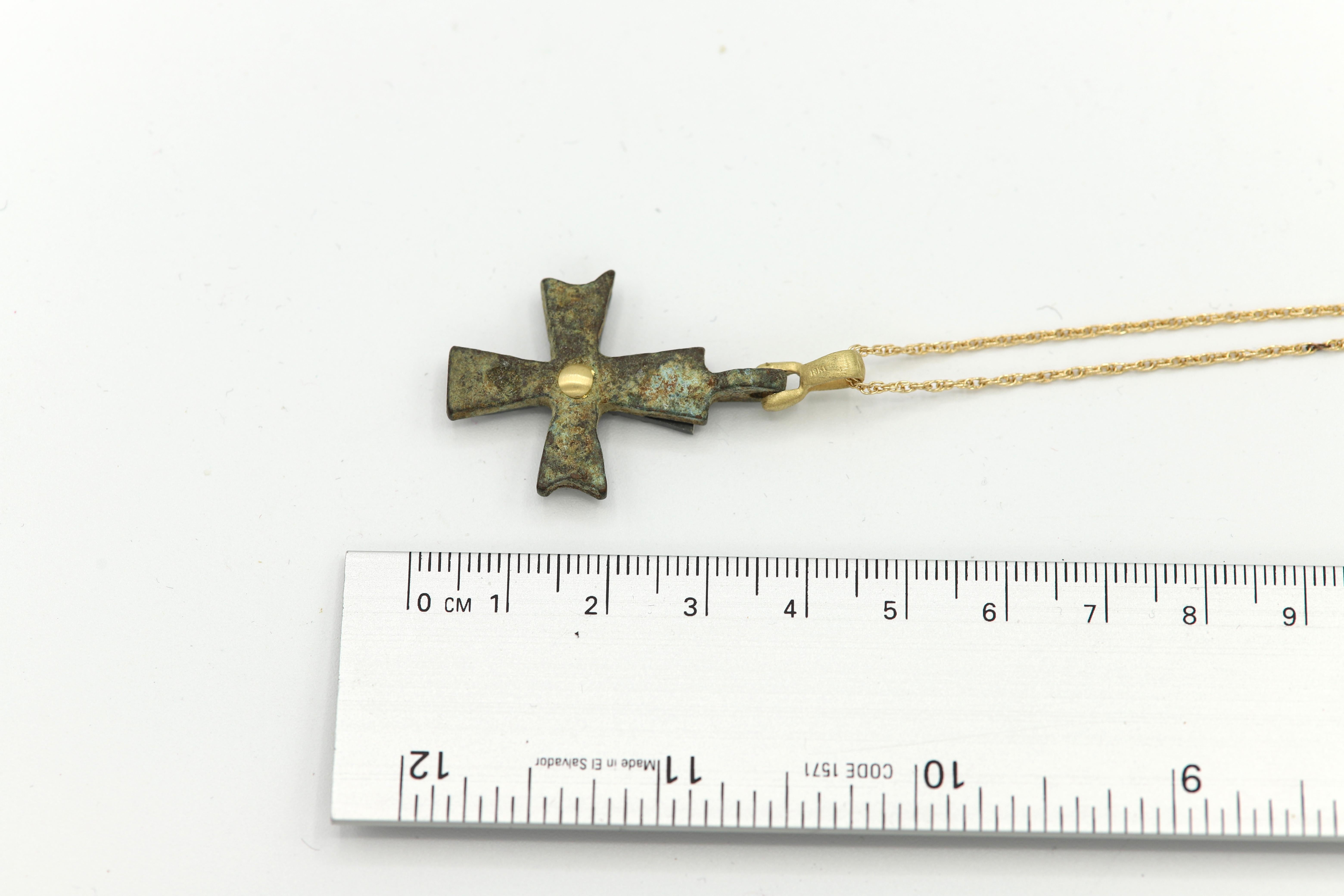 Byzantine Antique Style Cross set with 18 Karat Yellow Gold Roman Cross (# 11 B) In New Condition For Sale In Brooklyn, NY