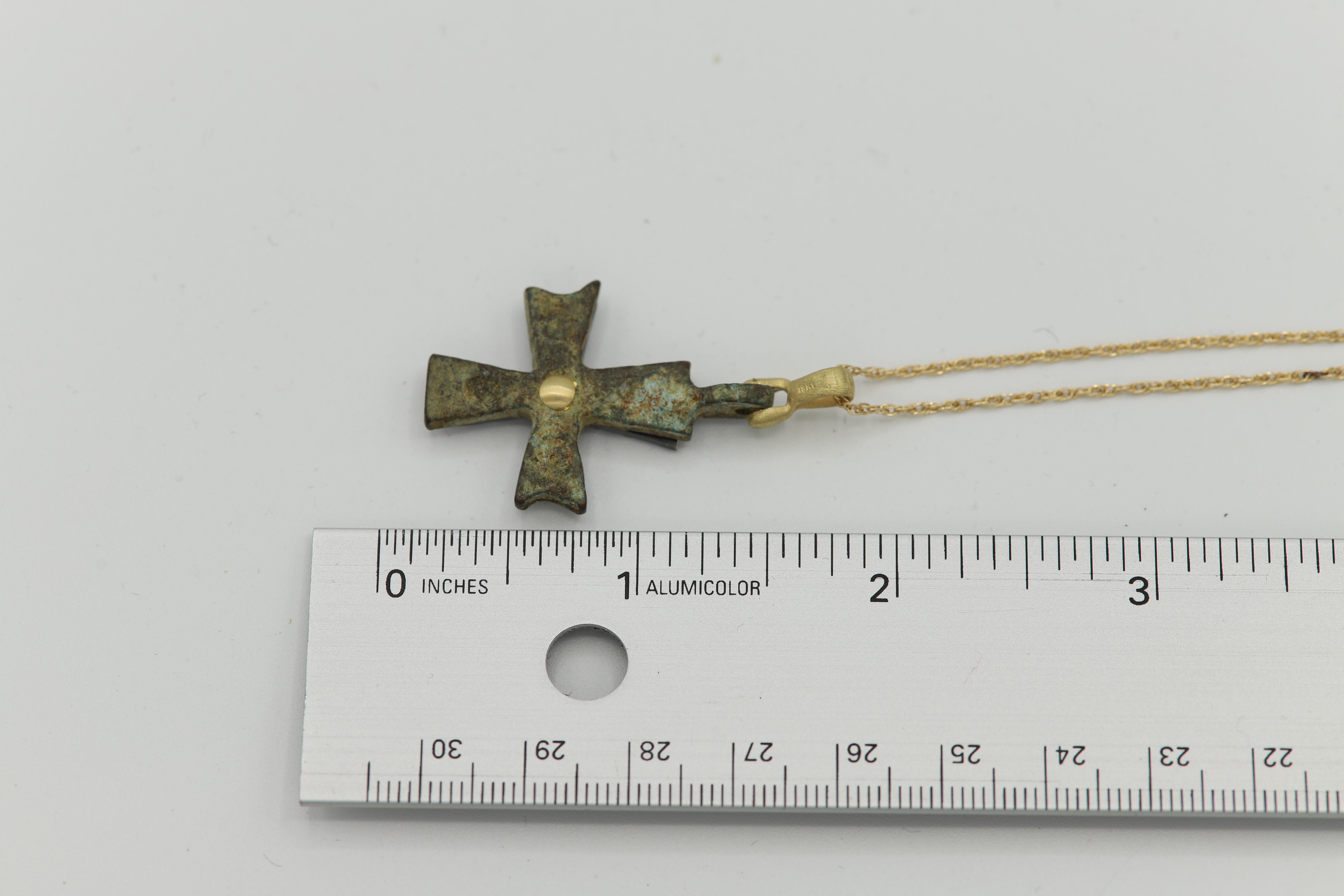 Women's or Men's Byzantine Antique Style Cross set with 18 Karat Yellow Gold Roman Cross (# 11 B) For Sale