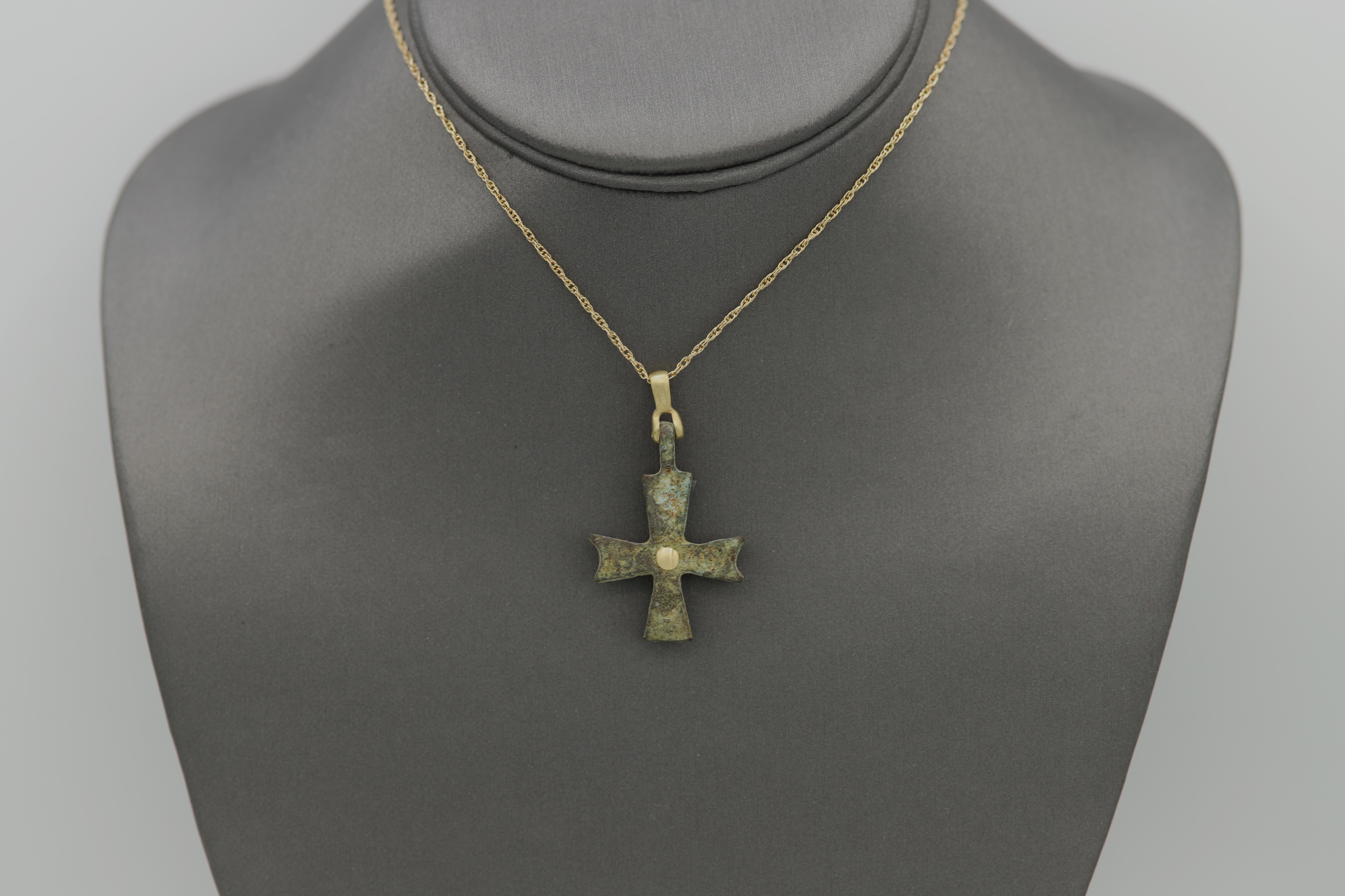 Byzantine Antique Style Cross set with 18 Karat Yellow Gold Roman Cross (# 11 B) For Sale 1