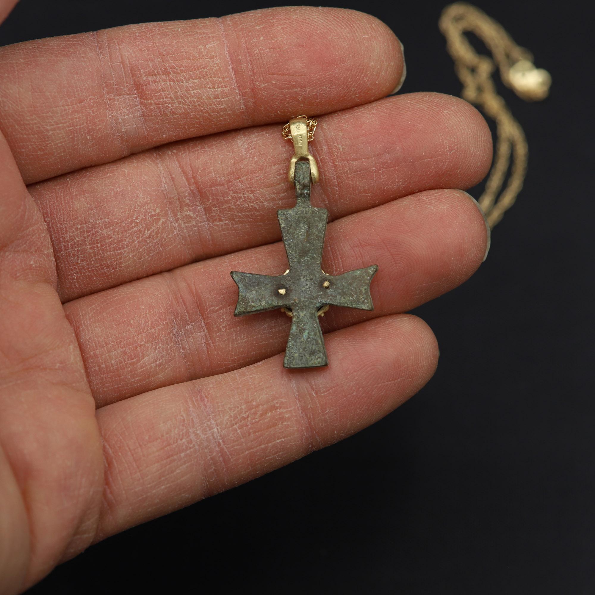 Byzantine Antique Style Cross 18 Karat Gold & Red Sapphire (#4) In New Condition In Brooklyn, NY