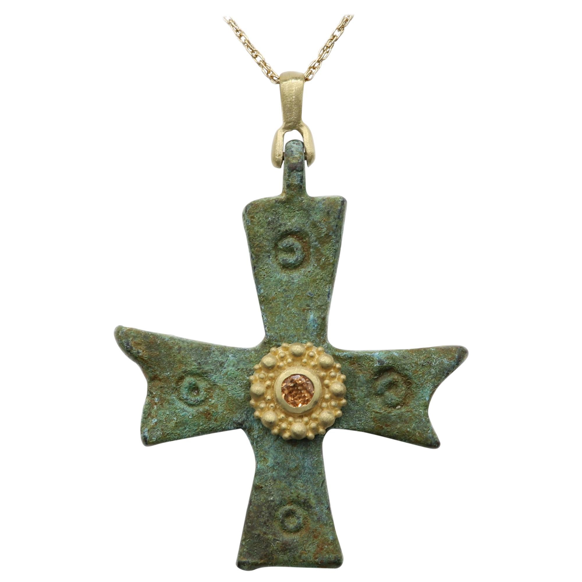 Byzantine style Bronze Cross pendant. 