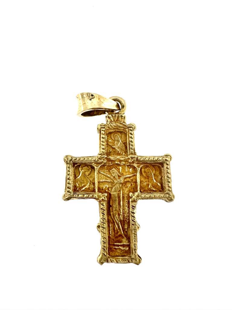 Artisan Crucifix byzantin ancien en or jaune 18 carats