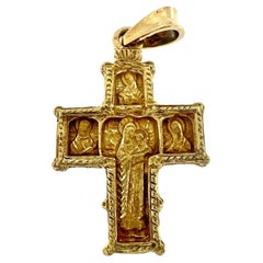 Vintage Byzantine Crucifix 18kt Yellow Gold