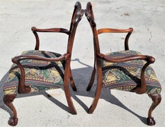 Antique c 1900 Edwardian Chippendale Mahogany Armchairs, a Pair