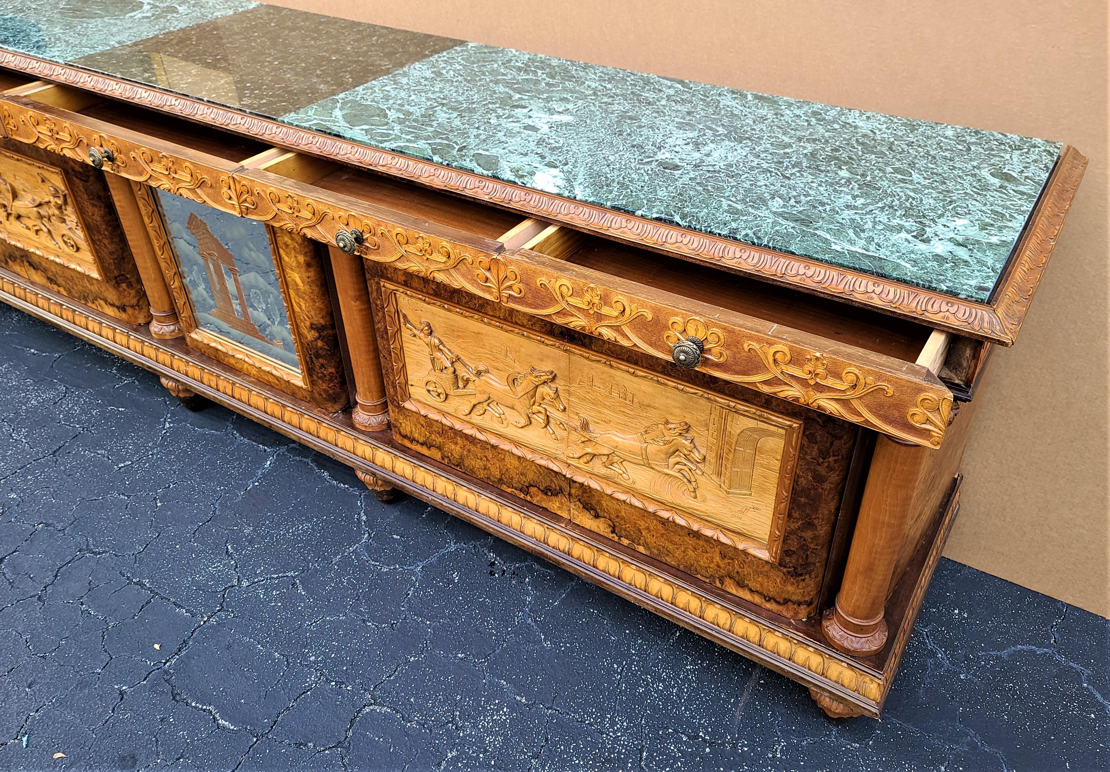 Antique c 1900 Hand Carved Neoclassical Italian Credenza Bar Cabinet For Sale 2
