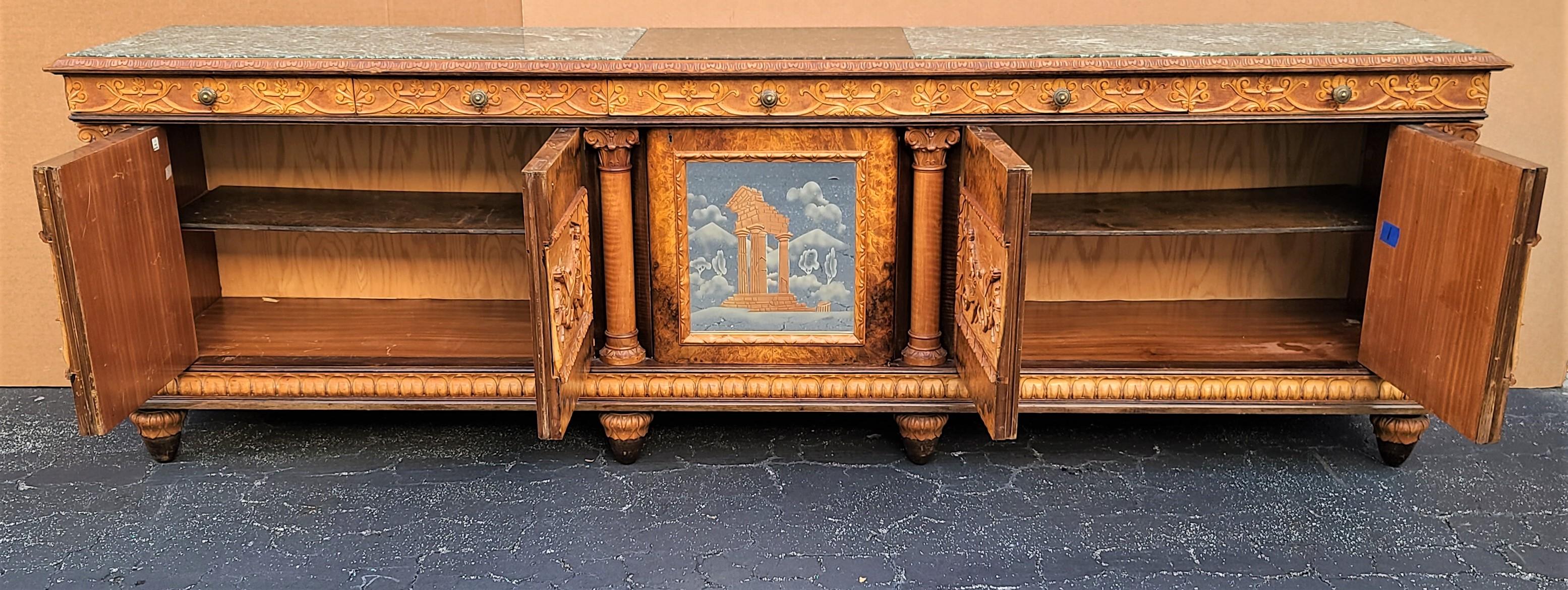 Antique c 1900 Hand Carved Neoclassical Italian Credenza Bar Cabinet For Sale 3