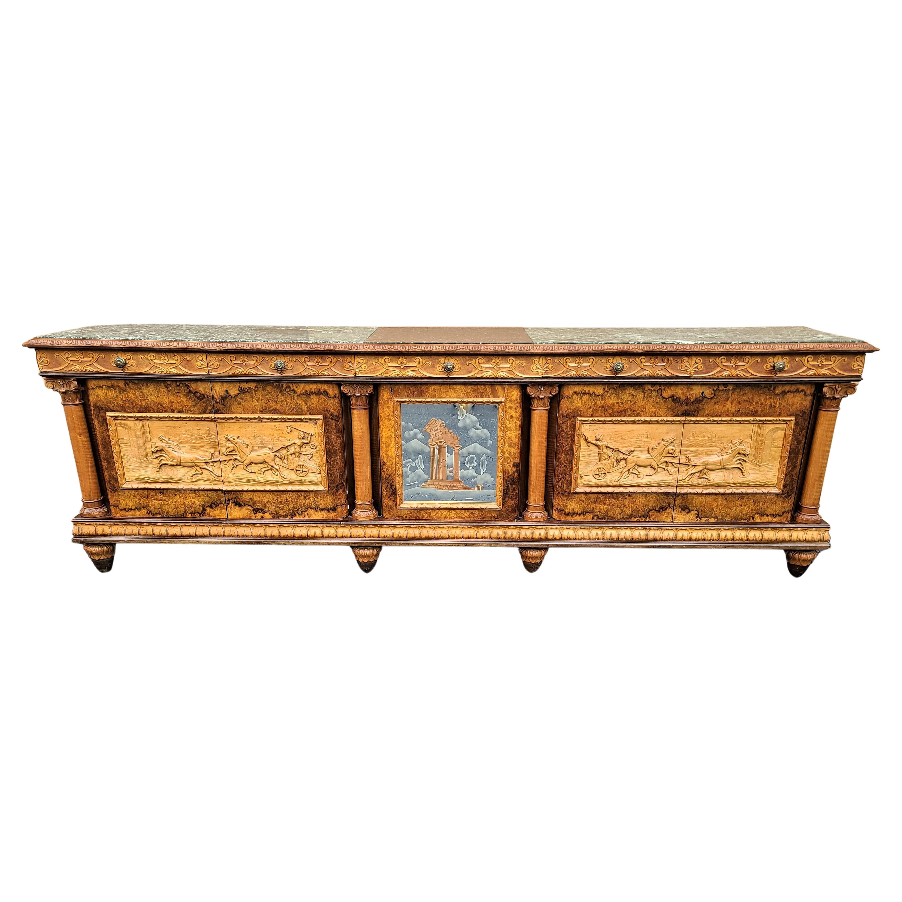 Antique c 1900 Hand Carved Neoclassical Italian Credenza Bar Cabinet For Sale