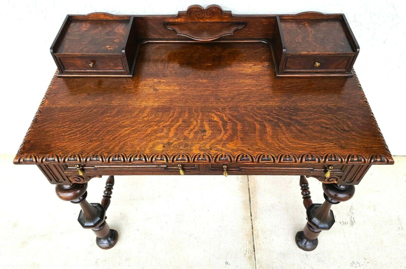 Offering one of our recent palm beach estate fine furniture acquisitions of an antique c 1900 writing desk by Klingmans with 2 drawers on top and 2 below.

Approximate measurements in inches
30