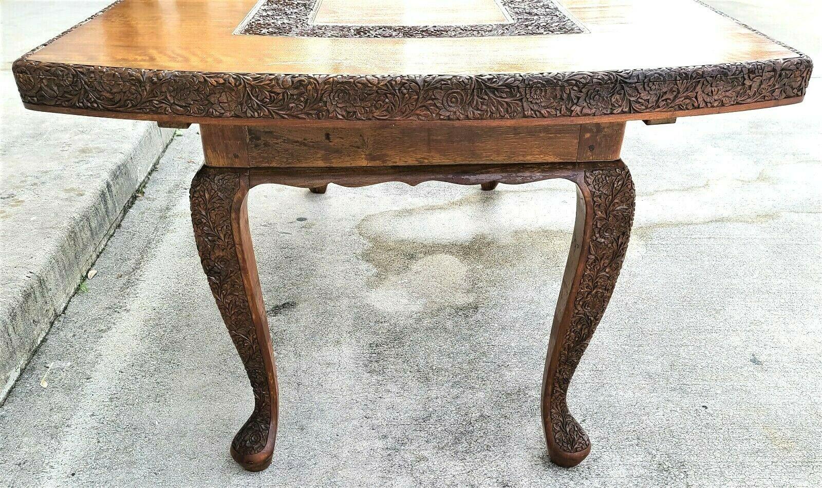 Antique c 1900's Hand Carved Solid Wood French Dining Table For Sale 3