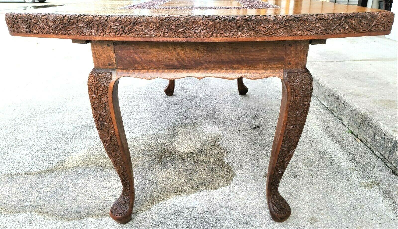 20th Century Antique c 1900's Hand Carved Solid Wood French Dining Table For Sale