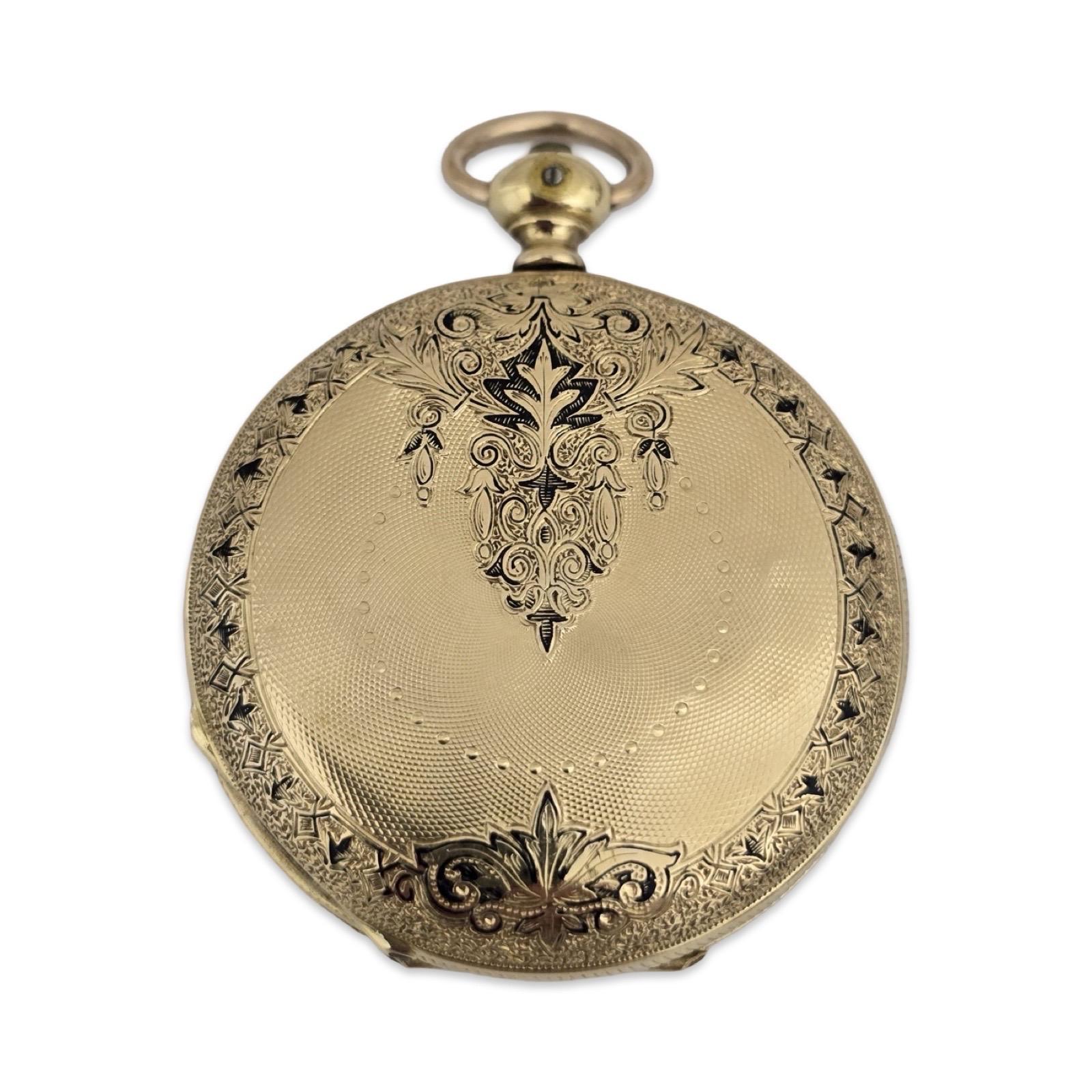 Exceptionnelle montre de poche genevoise en or 18 carats du milieu du 19e siècle par A.Lacroix & Fils, Genève, fabriquée vers 1850-1870 et conservée avec des détails remarquables. Ce chef-d'œuvre suisse de la première heure est doté d'un mouvement à
