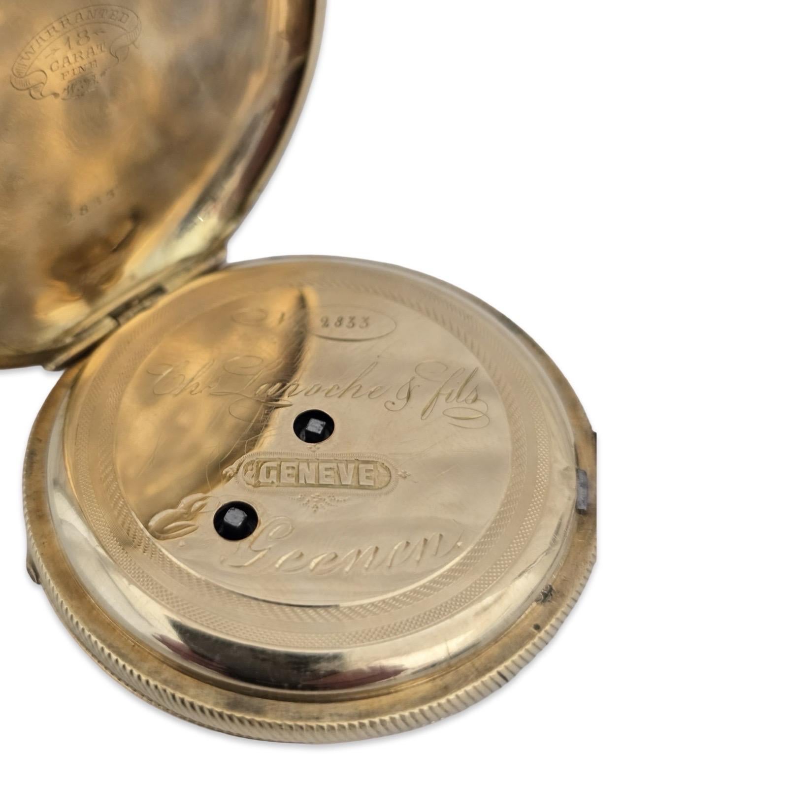 Montre ancienne C.C. & Fils Genève or 18K 43.9mm Swiss Lever Key-Wind en vente 2