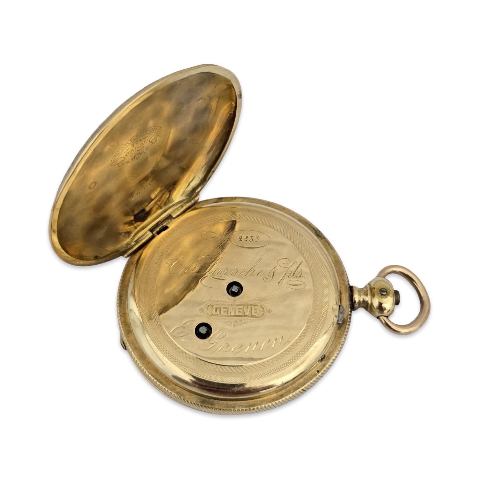 Montre ancienne C.C. & Fils Genève or 18K 43.9mm Swiss Lever Key-Wind en vente 3