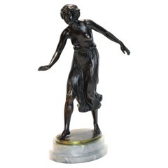 Escultura antigua de bronce "Tänzerin" (Bailarina) de C. Rochlitz, hacia 1920