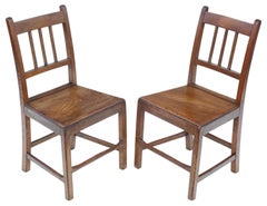 Antique c.1800 Pair of Elm Chairs – Fine Quality Hall, Kitchen, Dining, Bedroom