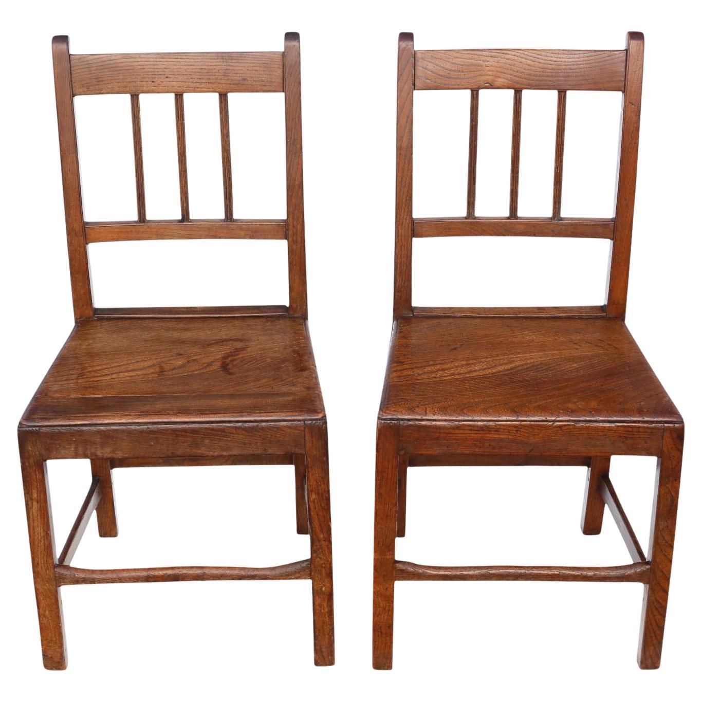Antiguo c.1800 Par de Sillas de Olmo - Fina Calidad Salón, Cocina, Comedor, Dormitorio